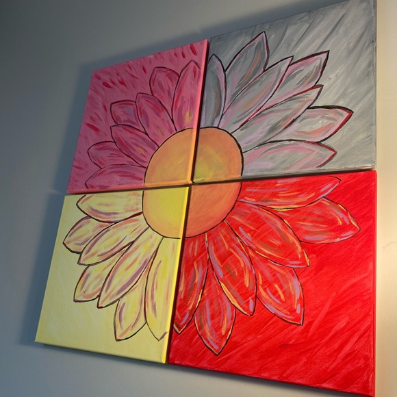 Handmade flower canvas painting! - Picture 1 of 7